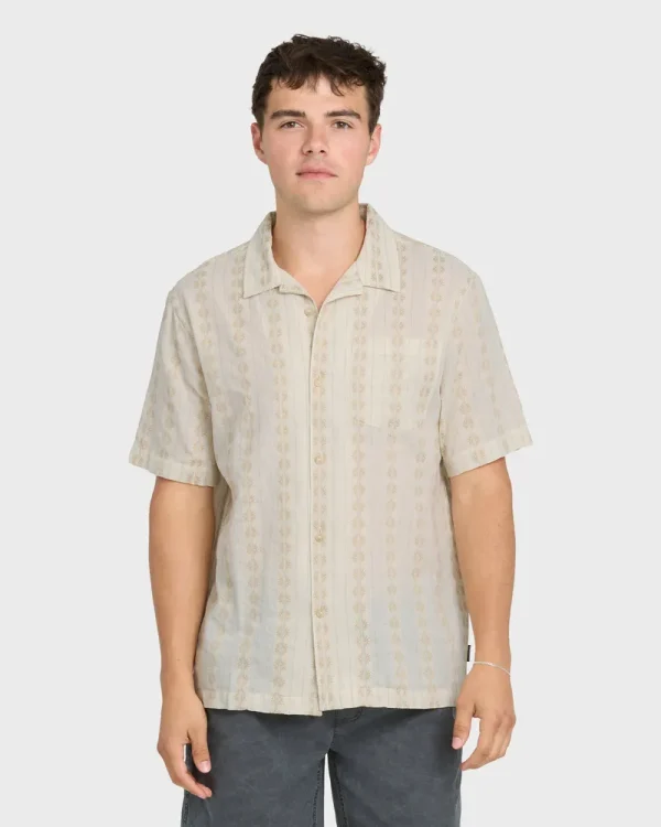 Bishop Jacquard Camp Short Sleeve Cotton Shirt