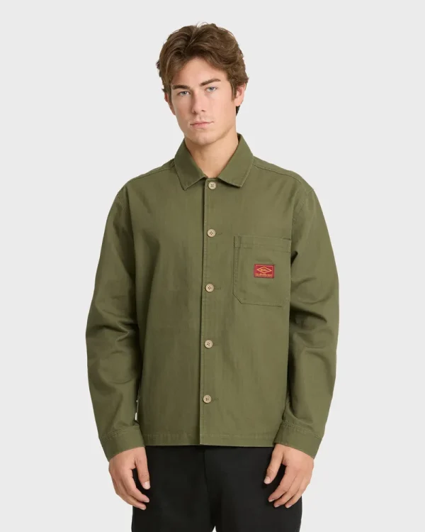 Herringbone Long Sleeve Woven Overshirt