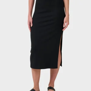 Cora Bay Solid Ribbed Midi Skirt